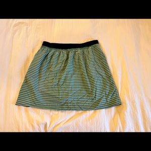J. Crew, blue(teal)/green striped midi skirt